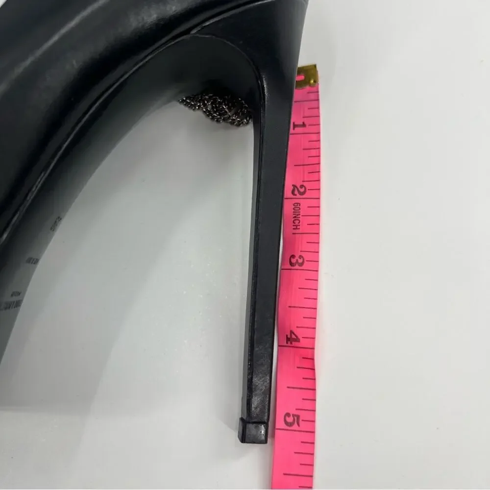 Saint Laurent Janis Chain-Heel Pointed Pump Black 105 Sz 39 - Picture 7 of 8